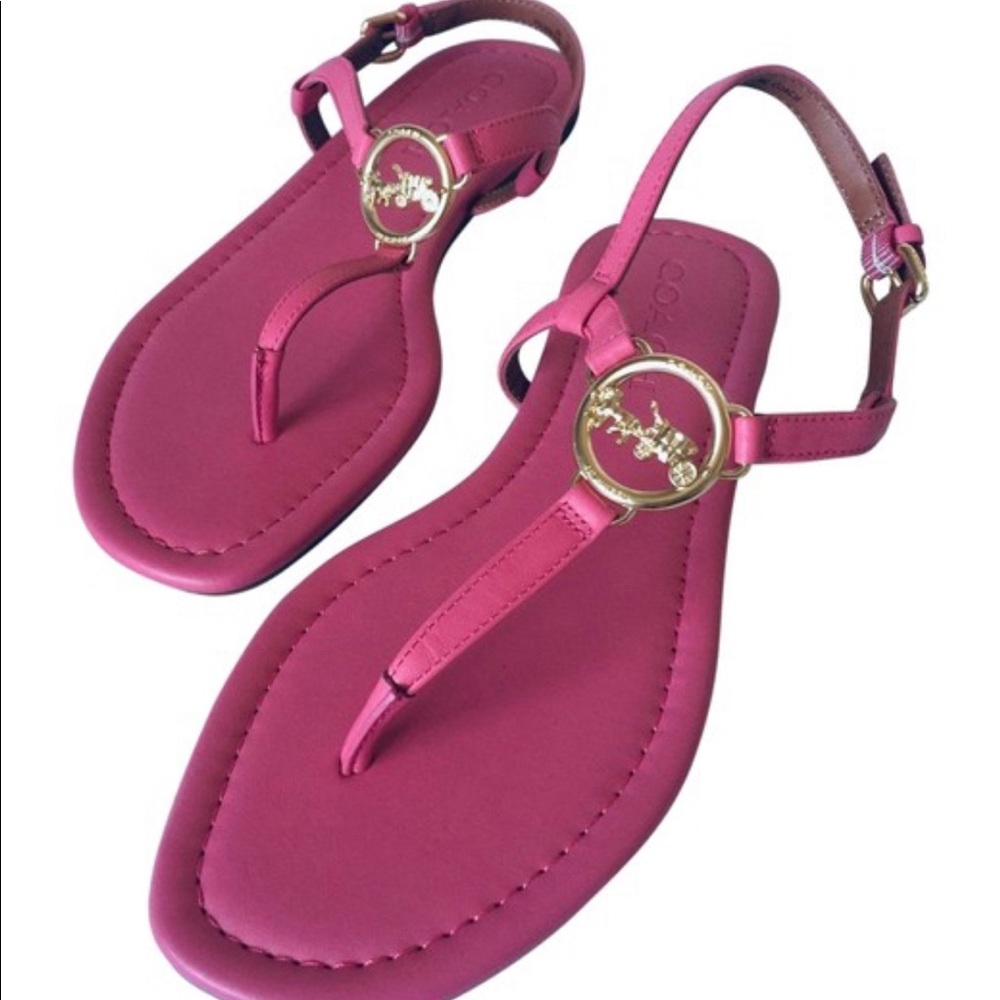 Coach Sandals Pink Gold hardware front logo 7 wmn